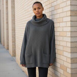 Vince Grey  Oversized Loose Turtle Neck 50%Wool/ 50% Yak Size L